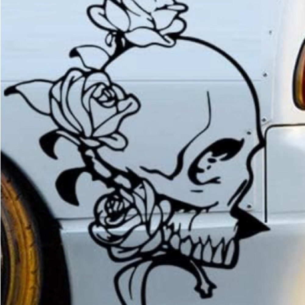 kull Roses Fender 4X4 Graphic Fender Side Car Truck Vinyl Sticker Decal